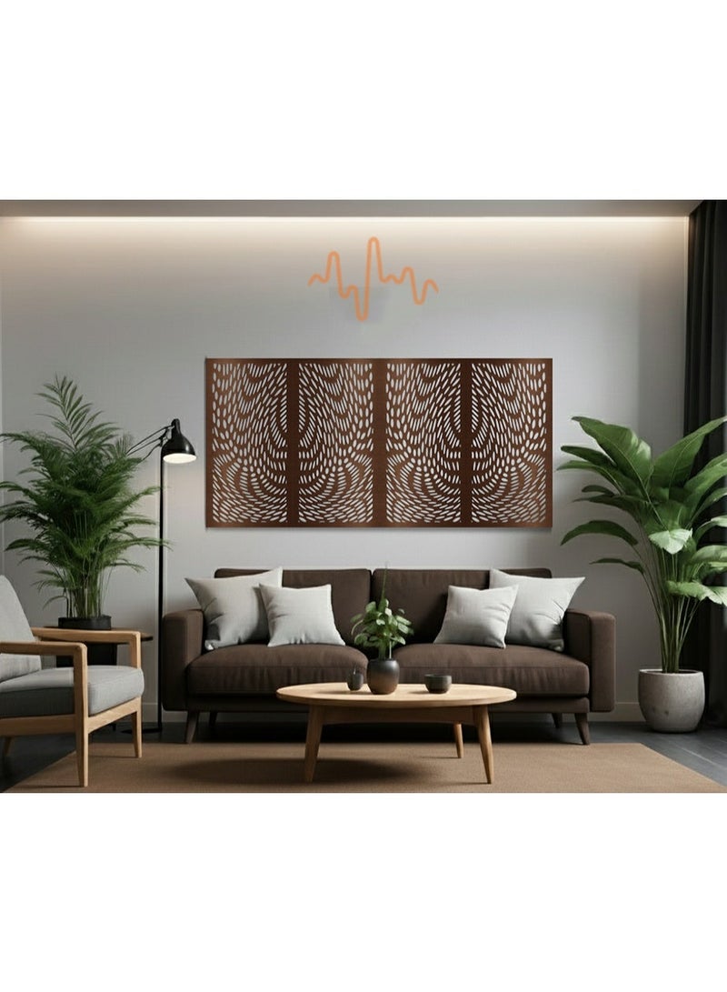 أكويستك موشان لوحات جدارية خشبية من خشب MDF من ACOUSTIC MOTION®، بتصميم TRIPPY مع شريط لاصق مزدوج الوجه، لون بني عصري، مناسبة للمنزل، غرفة المعيشة، غرفة النوم، المكتب والفندق، 25×50×0.5 سم، طقم من 4 قطع - Image 1